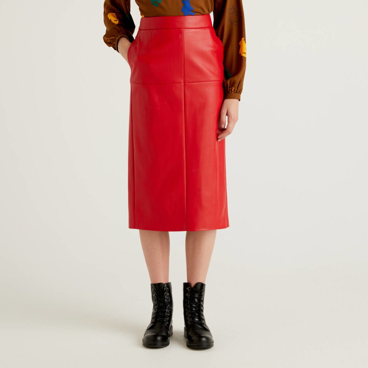 red leather pencil skirt buy