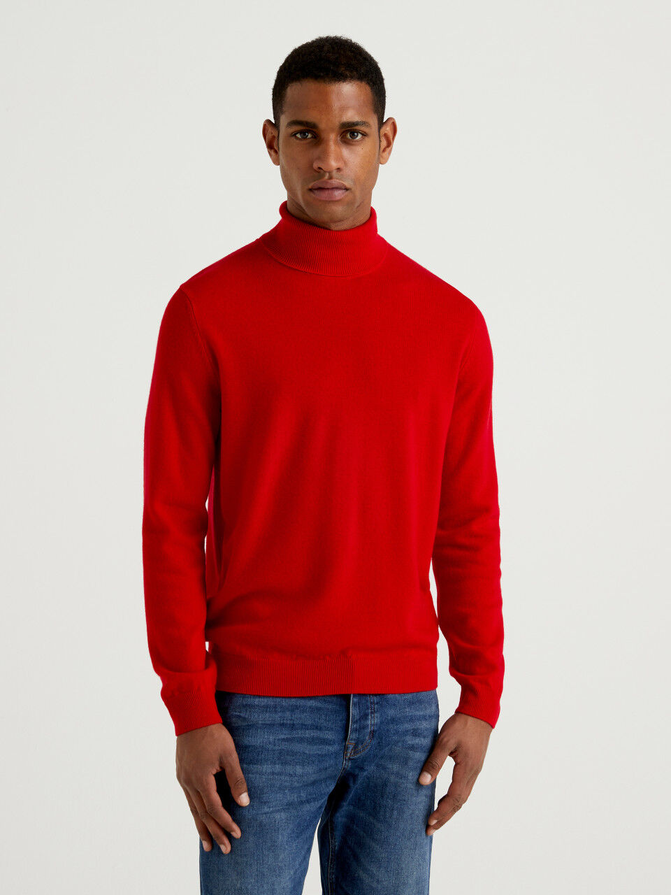 mens red polo neck sweater